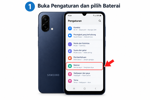 Buka Pengaturan dan Pilih Baterai