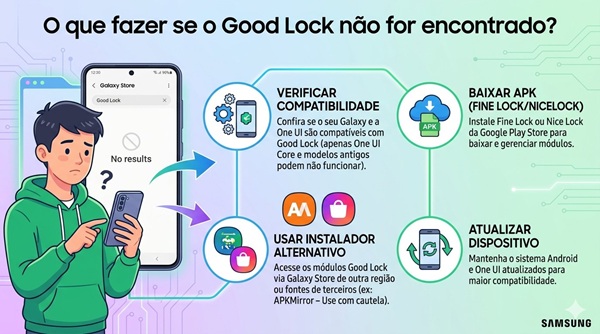 Por que o Good Lock não está disponível na Galaxy Store